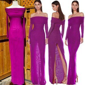 🆕 BRONX & BANCO 🧿 NWOT Monica Off-Shoulder Gown, Fuschia - Sz M - US 6